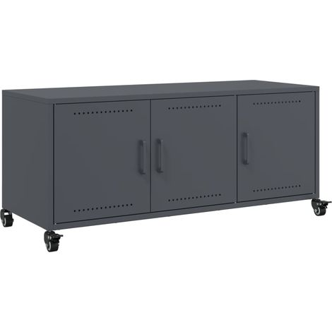 Mueble TV multimedia estante para televisión buffet para televisión comedor salón dormitorio antracita 100,5 x 39 x 43,5 cm acero antracita 020026378