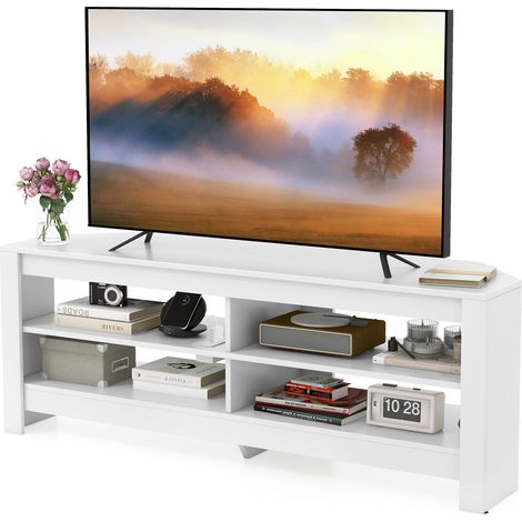 COSTWAY Corner TV Stand 3-Tier Entertainment Center Console Table w/Shelves (1/5)