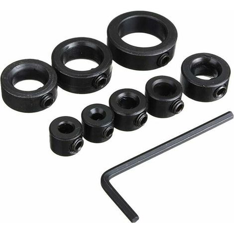 Depth Stop, Drilling Depth Stops, Depth Stop Collars, 8 pcs Depth Stop Collars, Positioning Ring with Hex Key, 3-16 mm (1/5)