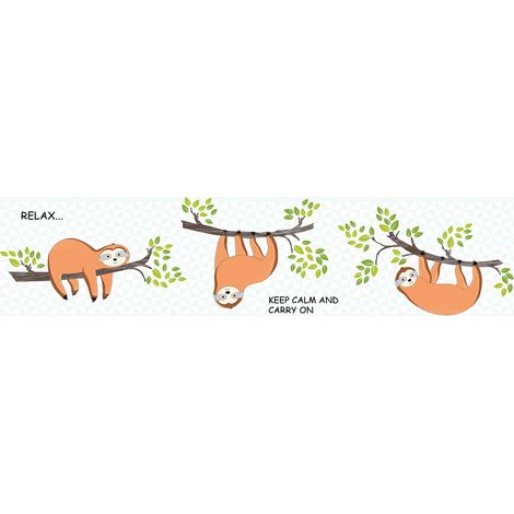 Frise pour papier peint animaux paresseux Frise pour papier peint chambre d'enfant Frise pour papier peint idéale pour bébé (1/4)