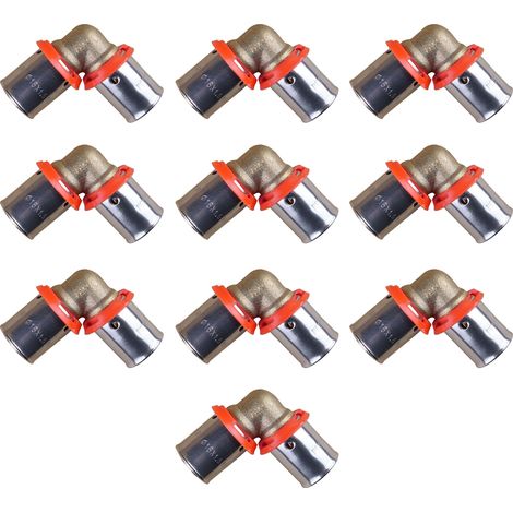 Ibp Bänninger – Lot de 10 raccords coude PER à sertir égal Ø16x1,5 – Raccordement pour eau chaude sanitaire et chauffage – Pince à sertir radial RF, H, U