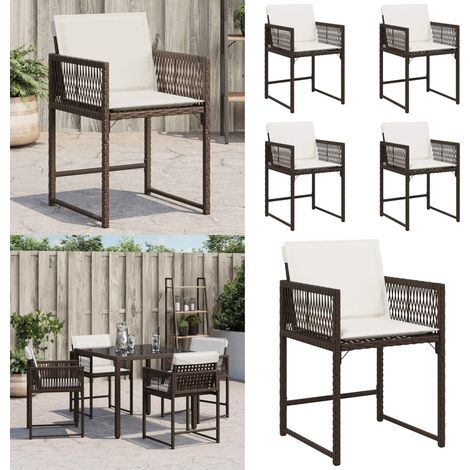 Chaises de jardin avec coussins lot de 4 marron résine tressée - Chaise De Jardin - Fauteuil De Jardin - Mobilier De Jardin - Résine Tressée - Rotin Synthétique - Home & Living (1/5)