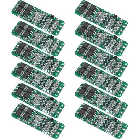 12 Pièces 3S 20A 12.6V 18650 Carte de Protection de Batterie au Lithium BMS Li-ION Chargeur Module Protection, 3 Cordes Panneau de Protection de Carte PCB Tableau de Contrôle (1/5)