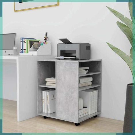 808462 Armoire à roulettes Gris béton 60x53x72 cm Bois d'ingénierie (1/5)