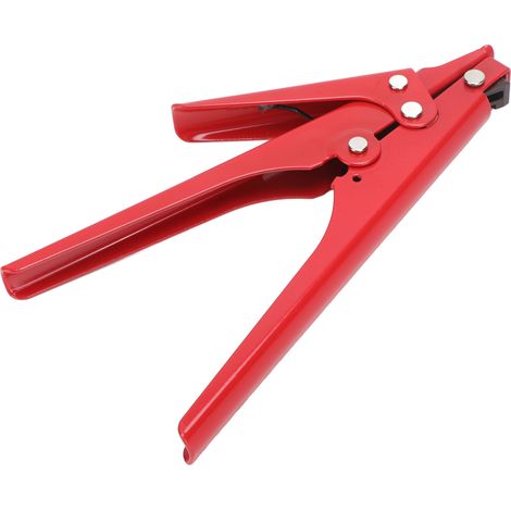 Pistolet à colliers de serrage portable en nylon, à tension réglable, outil de fixation et de coupe de colliers de serrage en plastique rouge (1/5)