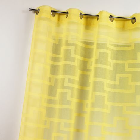 Voilage en étamine à imprimés géométriques orchidée Jaune 140x260 cm