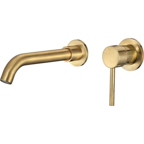 Miscelatore lavabo a muro da incasso BRAMPTON 2 fori in oro spazzolato