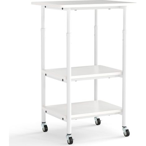 Supporto per stampante regolabile in altezza 49 x 40 x 65/77 cm con 3 livelli e facile mobilità in legno ingegnerizzato bianco 200013665