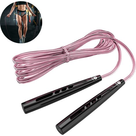 Corde à Sauter - Roulements à Billes Doubles - Réglable - Poignées en Aluminium Antidérapantes - PVC - 310 cm - Pour Fitness, Boxe, Cross-Training (1/5)