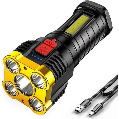 Lampe torche puissante rechargeable USB 500 lm COB pour le camping, la pêche et les activités de plein air. Mini lampe torche tactique de poche pour vélo. (1/5)