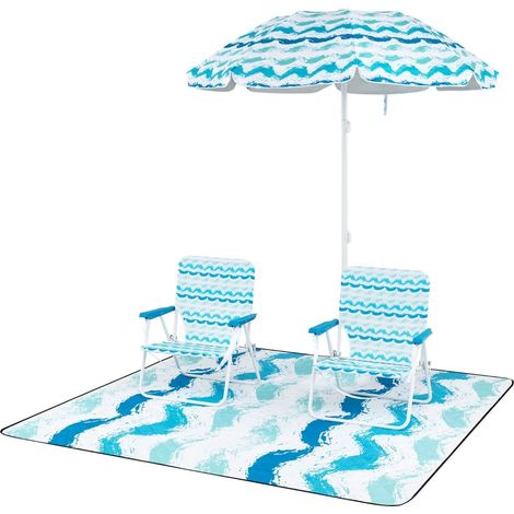 Set di sedie da spiaggia con ombrellone e coperta - Portatile, pieghevole