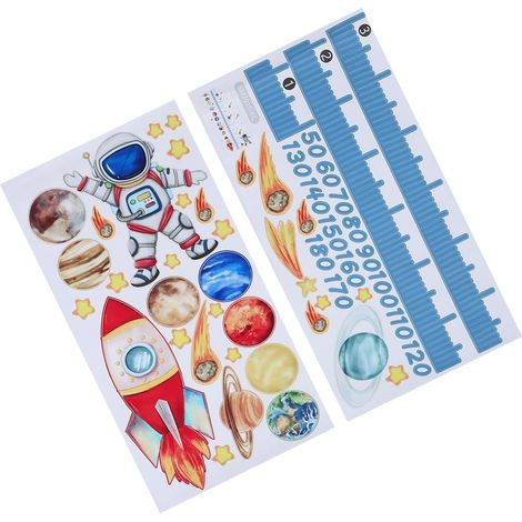 Stickers muraux ORFOFE pour la toise enfant motif astronaute (1/5)