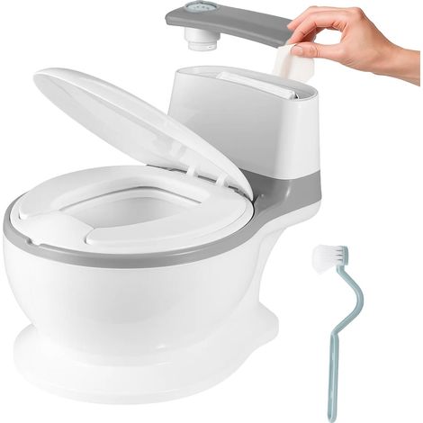 Youyijia Potty Training Toilet Seat for Toddlers, Realistic Baby Potty Chair for Boys and Girls, Kids Training Toilet with Splash Guard, Anti-Slip Base, Removable Bowl & Wipe Holder (White-Grey) (1/5)