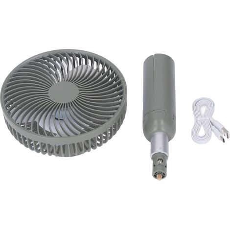 Ventilateur de bureau avec support télescopique, rechargeable par USB, portable et sur pied, pour le bureau et l'extérieur (vert)