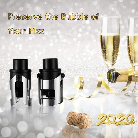 Lot de 2 bouchons à vin avec pompe pour champagne, bouchon à vin sous vide avec pompe intégrée pour champagne, prosecco et cava - bouchon à vin mousse-AquaForge
