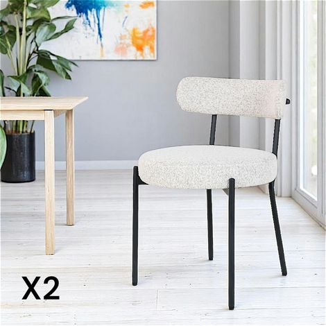 Chaise blanche ronde en tissu bouclette (lot de 2) SAVONE (1/5)