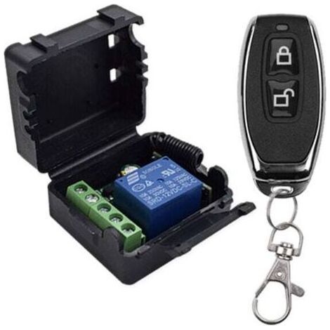 Green Mobility-Télécommande sans fil universelle 433 MHz, module récepteur 1 canal 12 V CC, relais RF, émetteur, interrupteur à bascule momentané pour LED, pompe, voiture (2 émetteurs à bouton + 1 réc (1/4)
