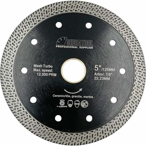 Disque à Tronçonner Diamant 125mm avec Maillé Turbo pour Porcelaine Tuile Céramique Granit Marbre (Dia 5 Pouces) (1/5)
