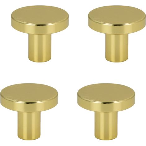 4 pomelli rotondi per mobili, in metallo, 2,5 cm, oro spazzolato (1/5)