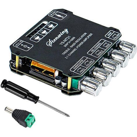 Carte d'amplification 200 W MT21 2.1 canaux Bluetooth 5.0 avec caisson de basses et amplificateur audio stéréo 50 W x 2 + 100 W (entrée auxiliaire). (1/5)