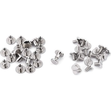 20 pièces écrous tête plate laiton filetés clous rivets vis réparation cuir artisanat fournitures (6,5mm) (1/5)