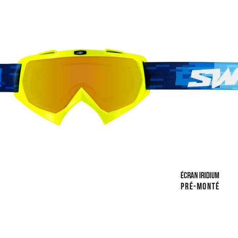 Masque cross SWAP'S PIXEL Jaune + Ecran Iridium Or PRÉ-MONTÉ