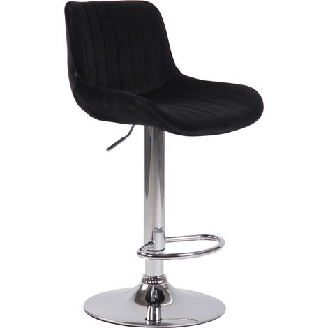 Sgabello da bar seggiolone x1 in velluto nero cuciture verticali supporto in metallo cromato 100005108