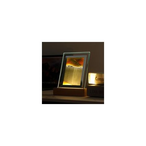 Veilleuse de peinture d'art de sable en mouvement, paysage de sable dynamique 3D, image de sable en mouvement avec verre carré LED, affichage de sable coulant en mouvement, art de bureau relaxant pour (1/5)