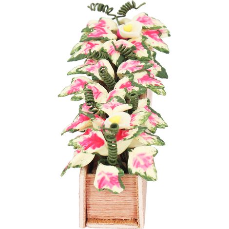 Pot de fleurs rectangulaire miniature décoratif aux couleurs vives pour maison de poupée (échelle 1:12) (1/5)