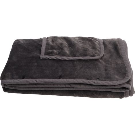 Couverture chauffante USB 3 niveaux de chaleur, châle électrique en velours de vison gris pour l'hiver, régulation de température, plaid douillet réchauffant. (1/5)