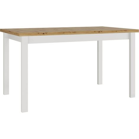 Mesa Victorville 377, Roble Artisan + Blanco, 78x80x140cm, Aglomerado laminado, Madera