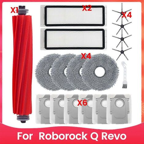 Pièces de rechange pour aspirateur robot Roborock Q Revo : brosse principale, filtres HEPA, sacs à poussière