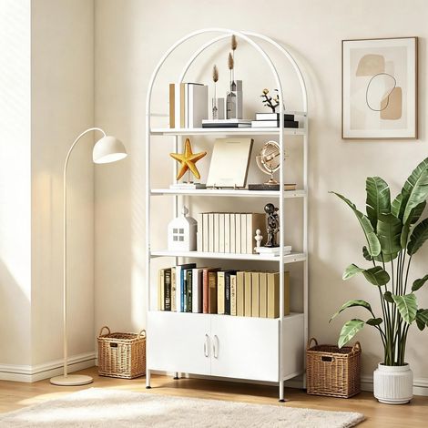 Bibliothèque blanche avec meuble bas à portes étagères (1/5)