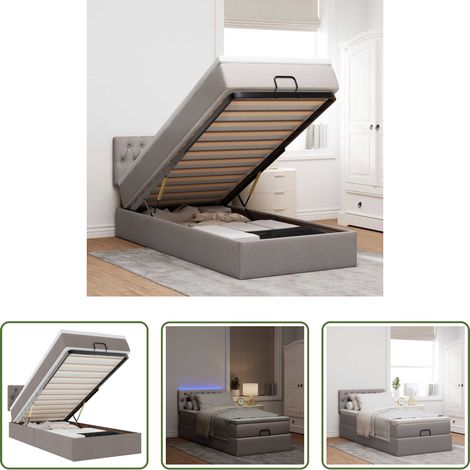 Rangement sous lit - Lit ottoman avec matelas taupe 100x200 cm tissu (1/5)