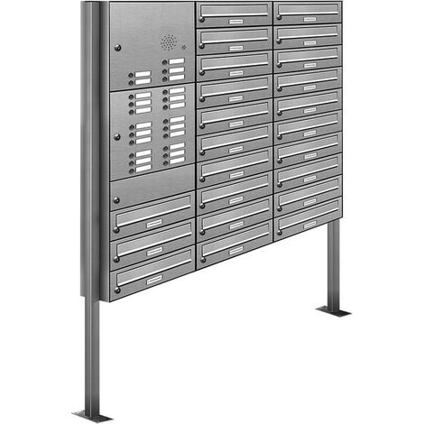 23er V2A Edelstahl Briefkasten Standanlage Freistehend mit Klingel (1/5)