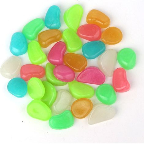 100 bunte, fluoreszierende Kieselsteine zur Gartendekoration, für Aquarien und Außendekoration.