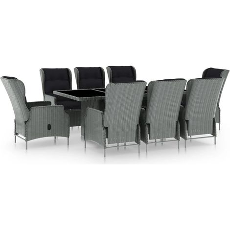 Maison Exclusive - 9-tlg. Garten-Essgruppe mit Auflagen Poly Ratt