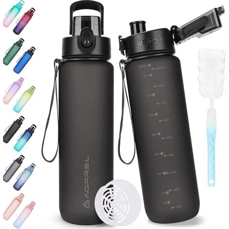 Trinkflasche 1l mit Filter, BPA-frei, Tritan, auslaufsicher, Sport, Outdoor, Büro (1/5)