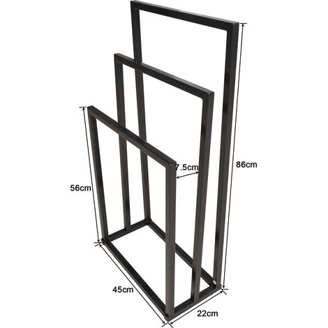 Porte-serviettes de salle de bain, séchoir à serviettes 3 niveaux extra large, support autoportant pour extérieur, présentoir à serviettes de piscine et étendoir pour grandes serviettes de bain (1/5)