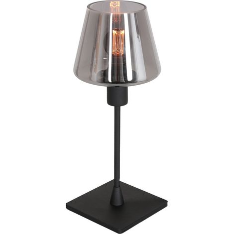 Lámpara de mesa - negro - Ancilla - vidrio metal - Ø 14cm - E14 - (1/4)
