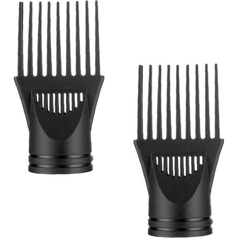Lot de 2 peignes universels professionnels pour sèche-cheveux - Cheveux naturels - Cheveux naturels - Noir (1/5)