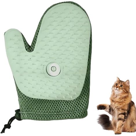 Gants anti-poils d'animaux : combinant les fonctions de spray et de brosse — gants électrostatiques haute efficacité améliorés (verts) (1/5)