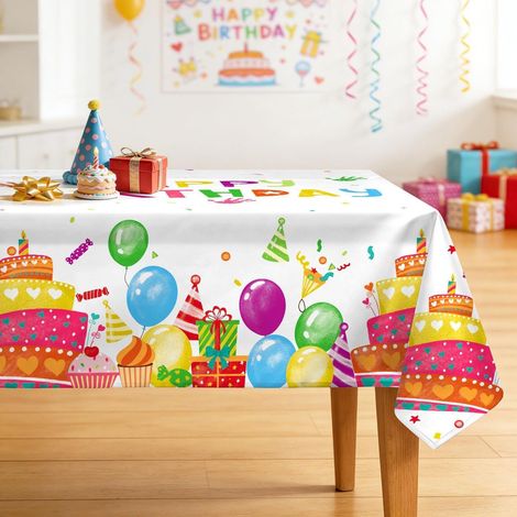 Rechteckige Tischdecke 140x180 cm aus Polyester, waschbar, mit Torten-Design