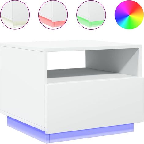 Maison Exclusive - Couchtisch mit LED-Leuchten Weiß 50x49x40 cm