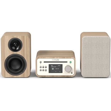 Pure Classic Stereo Mini Stereoanlage DAB+/FM, Bluetooth, CD, USB weiß/Eiche