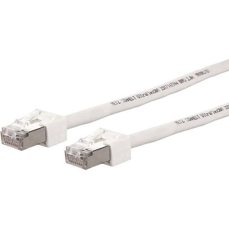 Metz Connect 13084V3088-E RJ45 Câble réseau, câble patch CAT 6 S/FTP 3.00 m blanc blindé, sans halogène, très flexible (1/2)