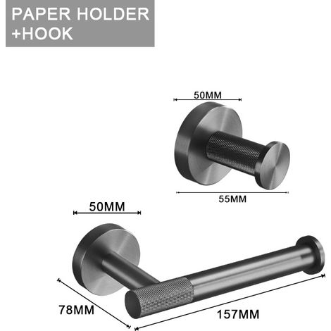 Support de Salle de Bain Gris Pistolet - Ensemble d'Accessoires en Métal Haute Qualité, Lot de 2 Pièces (Modèle A-)-lsw (1/2)