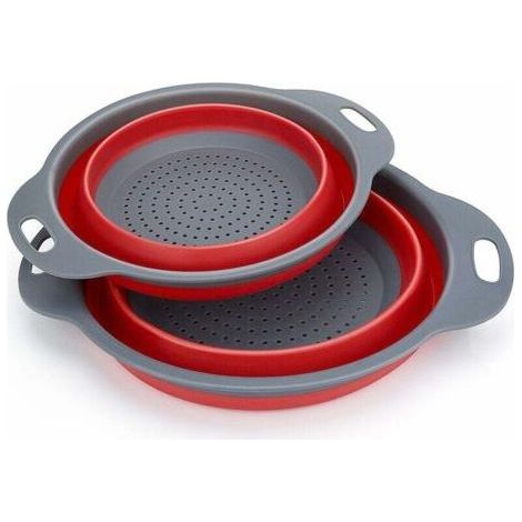 Collapsible SiliCone, Collapsible Folding Colander Kitchen Fruit Basket Collapsible Filter Basket Colander Set for Kitchen Home Use (Red)-Fei Yu (1/4)