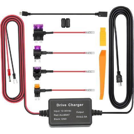 Kit de câblage de caméra de tableau de bord 12V-30V à 5V, Protection basse tension, cordon d'alimentation de caméra, ensemble de câblage pour navigateur GPS miroir