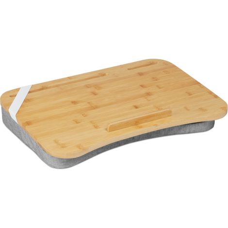 Supporto ergonomico per computer portatile taglia grande 48 x 32 x 4 cm comfort ottimale per letto divano in bambù grigio 130010675